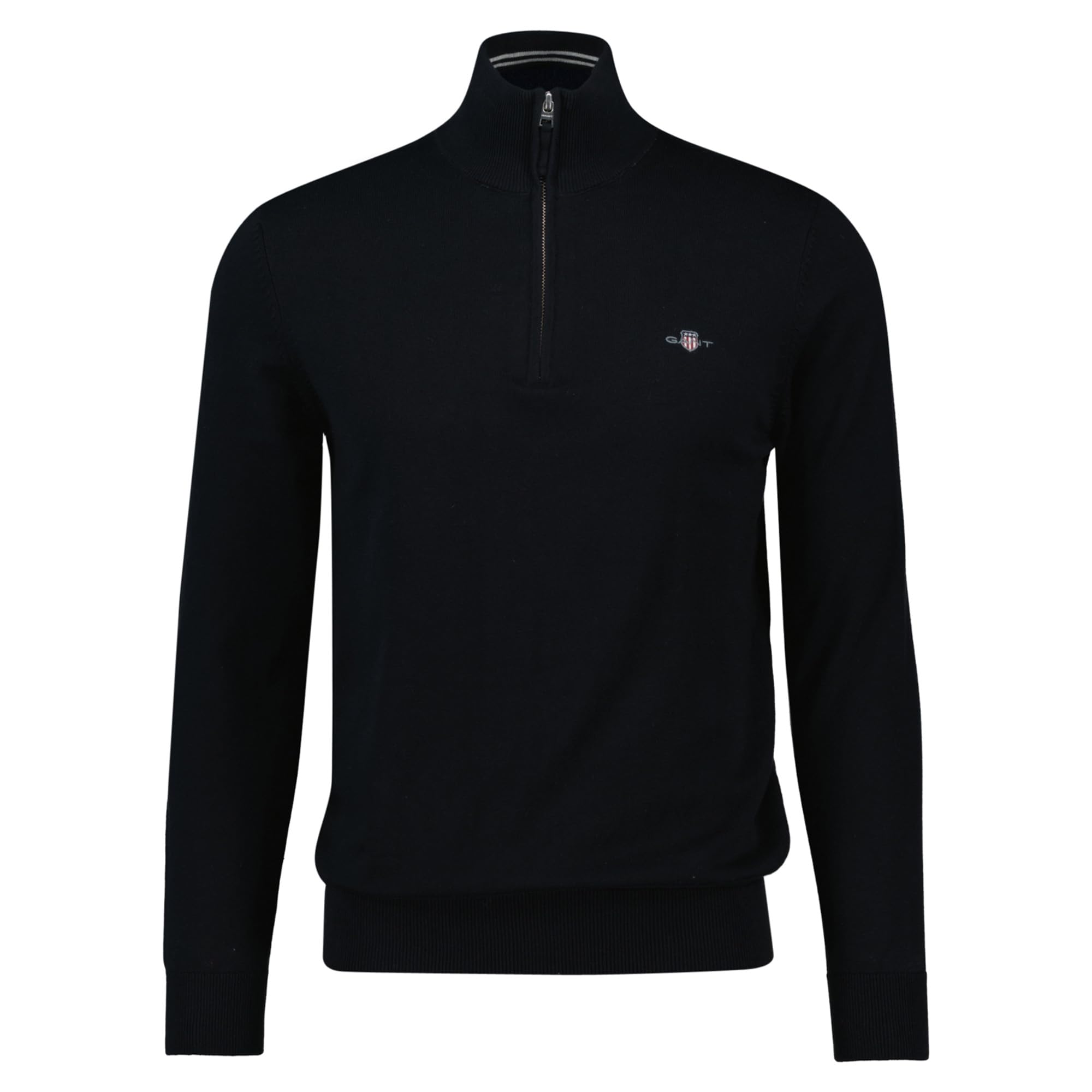 Gant Men's Black Classic Cotton Half Zip Jumper - 5  44 Xxl