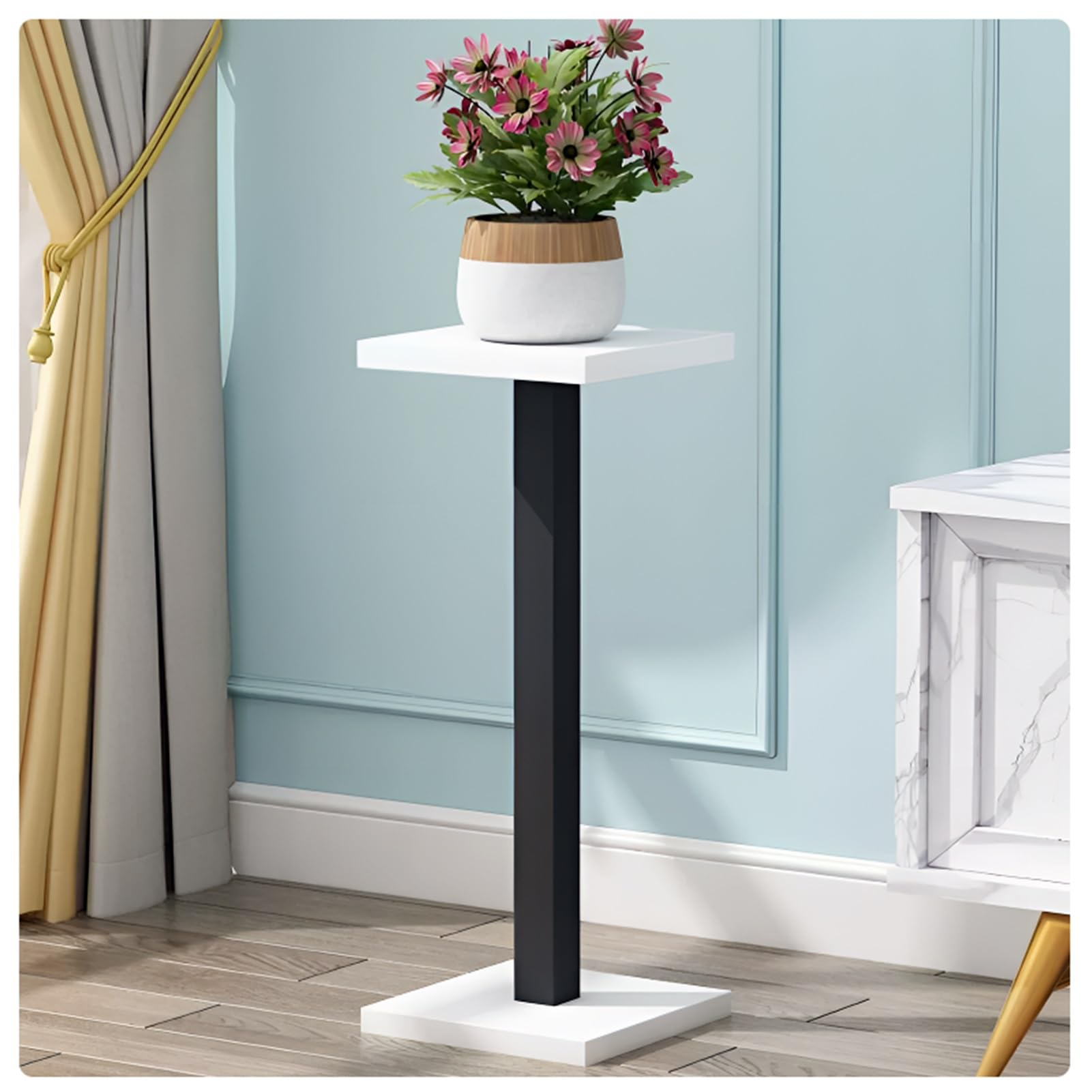 YUANCHUTOP Stylish Black Metal Plant Stand - Modern Square Shelf for Indoor & Outdoor Potted Plants, Flower Display Rack (31.5x9.5in, 80x24cm) - Durable & Elegant Home Decor