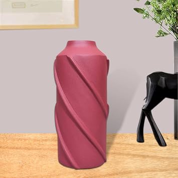 BBH Homes Handmade Red Round Shaped Aluminium Vases 5.71x5.12x12.2 Inch AMBBAOB285B