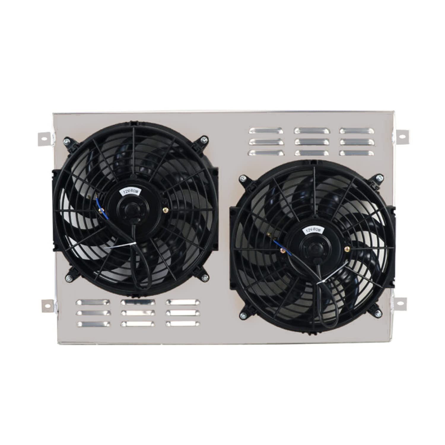 Performance Aluminium Radiator Shroud + 2 x 12 Inch Fans Compatible with 1973 1974 Dodge Challenger Charger 3.7L L6 5.2L 5.6L 5.9L 6.6L 7.9L V8 & 1974 Plymouth Satellite L6 V8