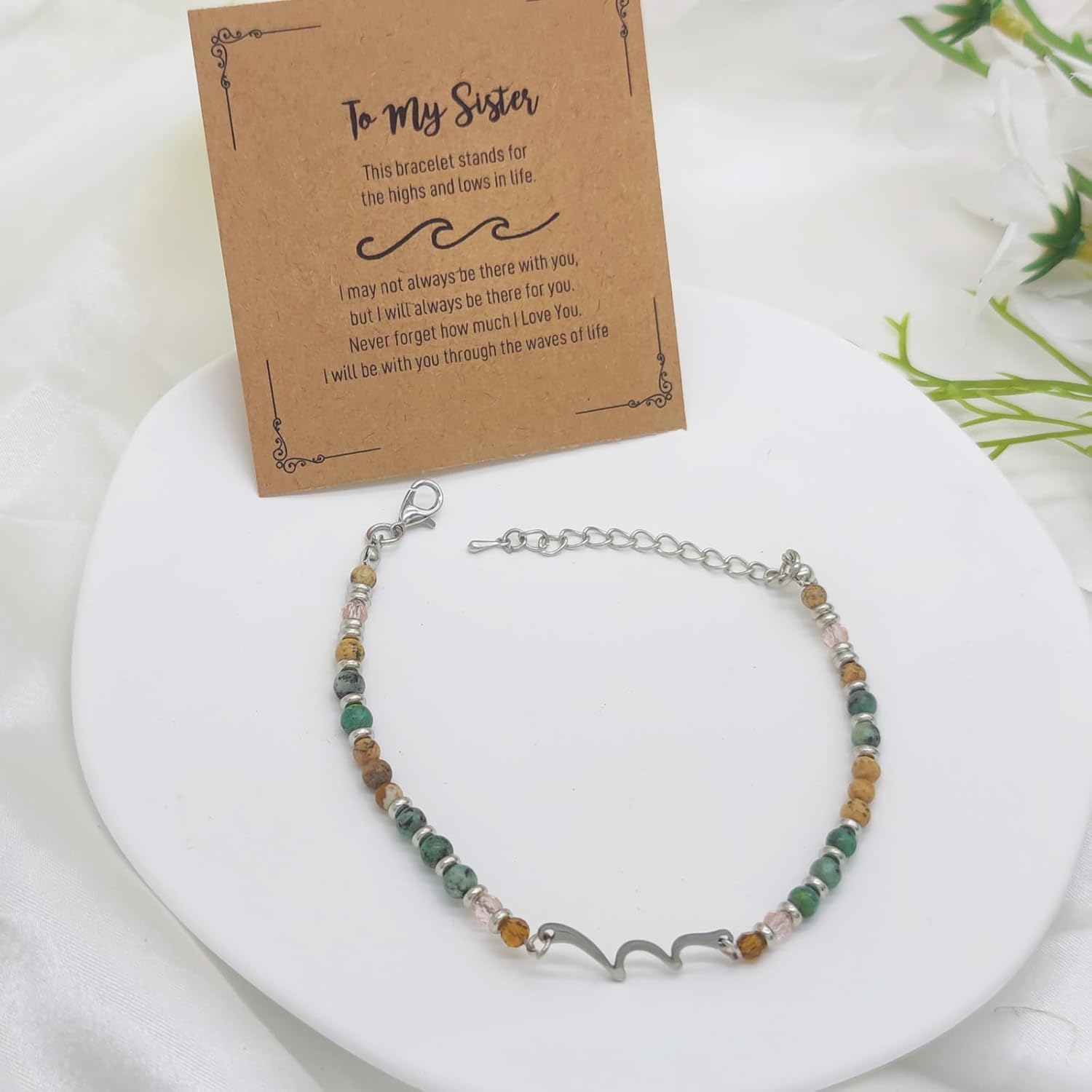 Friendship Bracelets Sister Gifts for Women, Sister Birthday Gifts, Christmas Stocking Stuffers Wave Charm Bracelets for Teens, Best Friend, Bestie - Image 6