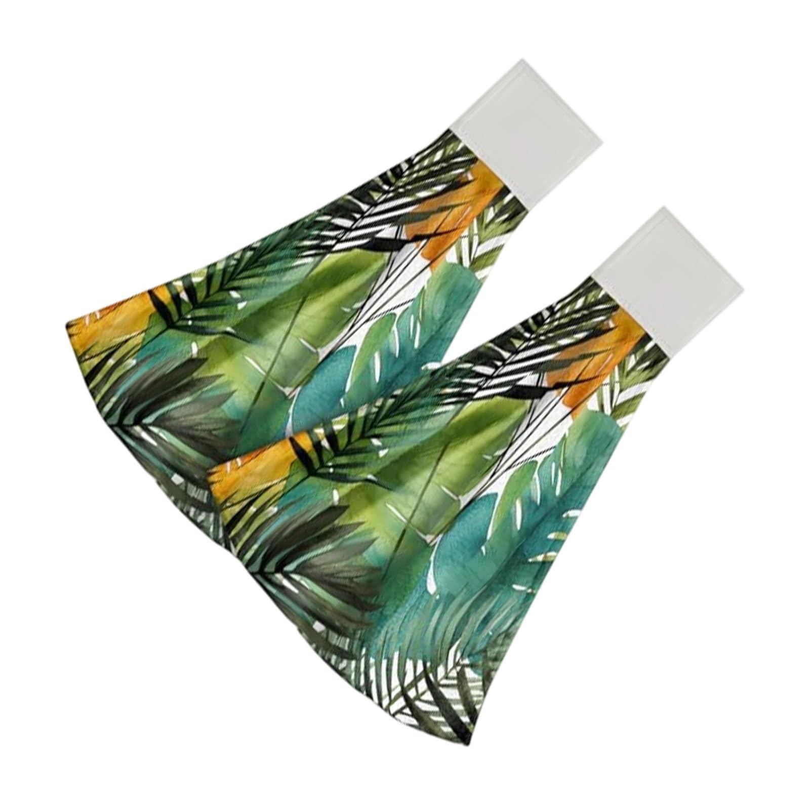 Limtula 2Pcs Space Saving Hanging Hand Towels Quick Dry Absorbent Leaves Pattern Kitchen Tie Towel Dishcloth with Hanging Loop Quick Dry Towels