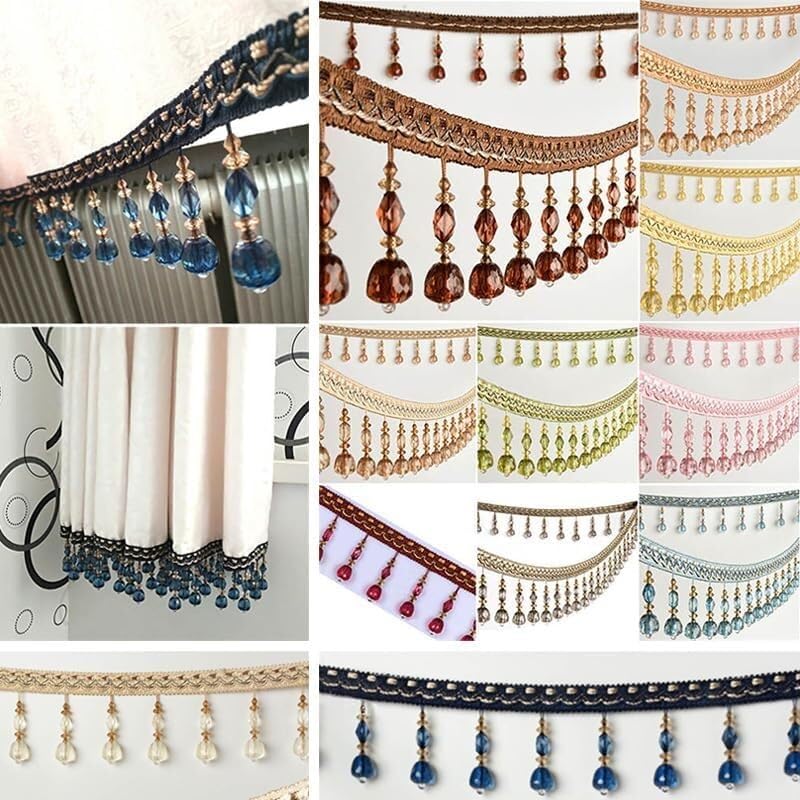 Garniture à franges perlées de 2 mètres