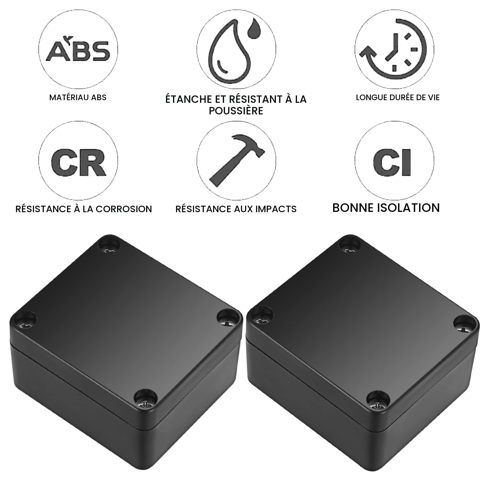 Fulushouxi 4 Pièces Boite de Derivation, Boîte de Jonction Electronique Extérieur Etanche IP65, Boîte de Connexion de Câblage Connecteurs Acrylonitrile butadiène styrène pour Électrique - 63x58x35mm