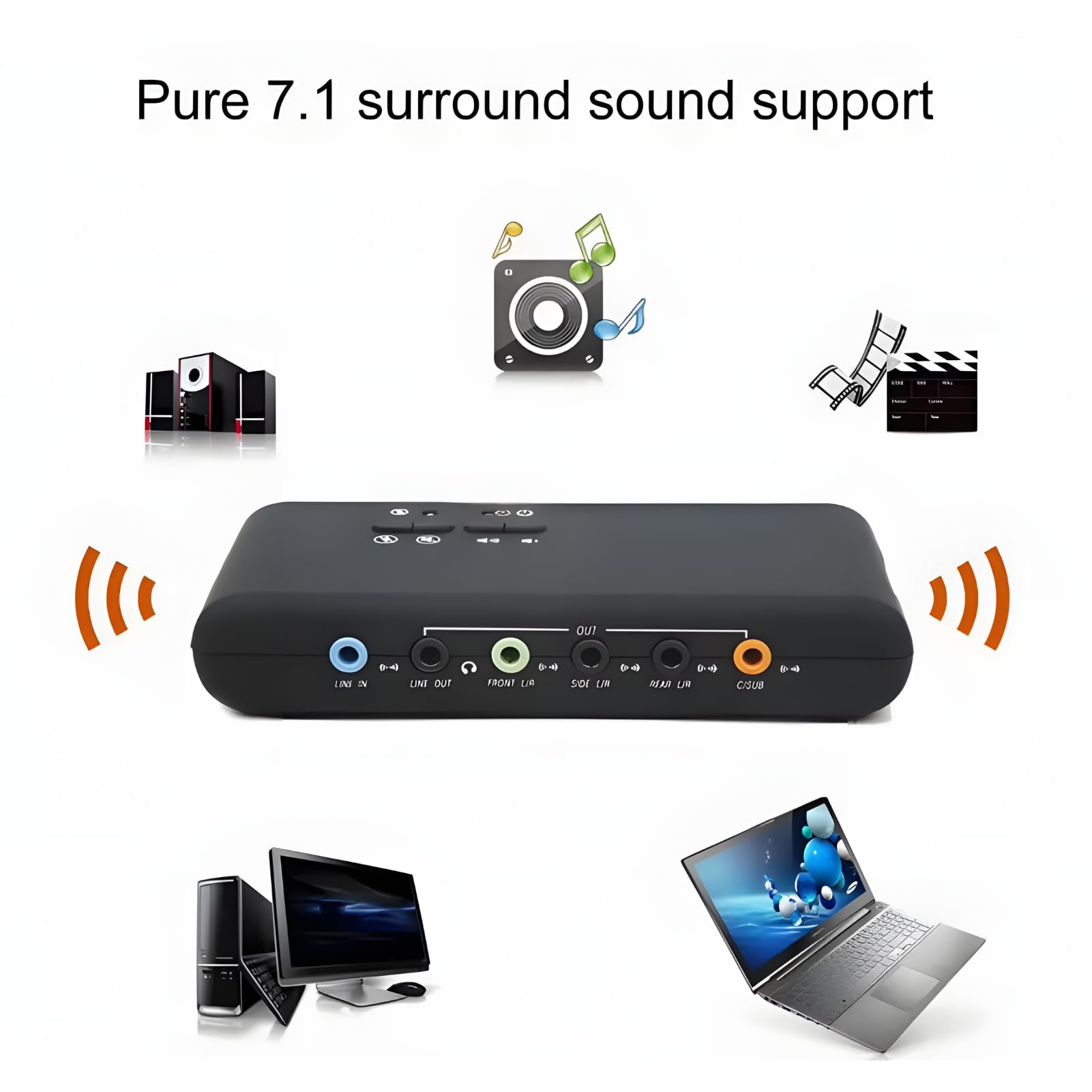 USB 7.1 Zewnętrzna Karta Dźwiękowa 8-kanałowa 12 Mb/s USB Soundbox 32KHz/44KHz/48KHz Podwójne Mikrofon na Komputerze na Komputerze PC na Komputerze Laptopa na PC na Komputerze PC