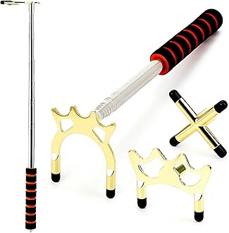 Retractable Billiards Cue Bridge, Snooker Pool Cue Bridge Stick, Billiards Cue Rest with 3 Pieces Removable Brass Bridge Head, Billiards Table Accessories for Pool Table, Game, Competition