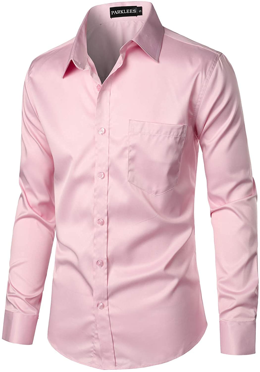 PARKLEES Camicia da uomo Urban elegante casual da lavoro slim fit manica lunga abbottonatura con tasca