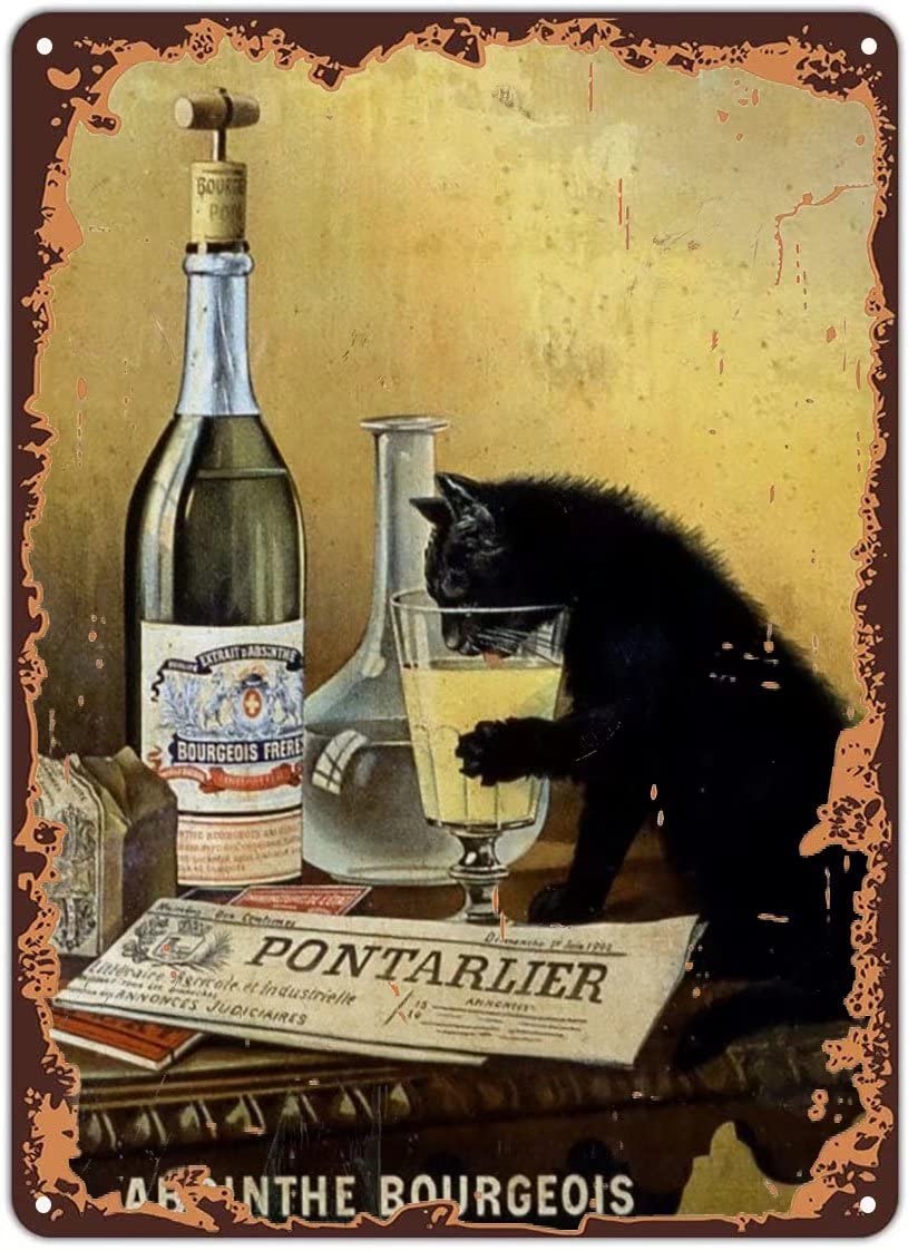 Xiddxu Retro Metal Aluminium Tin Sign Retro French Poster Absinthe Poster Metal Sign Retro Wall Decor For Home Cafes Office Store Pubs Club Sign Gift 8X12 Inch Inch Plaque Tin Sign