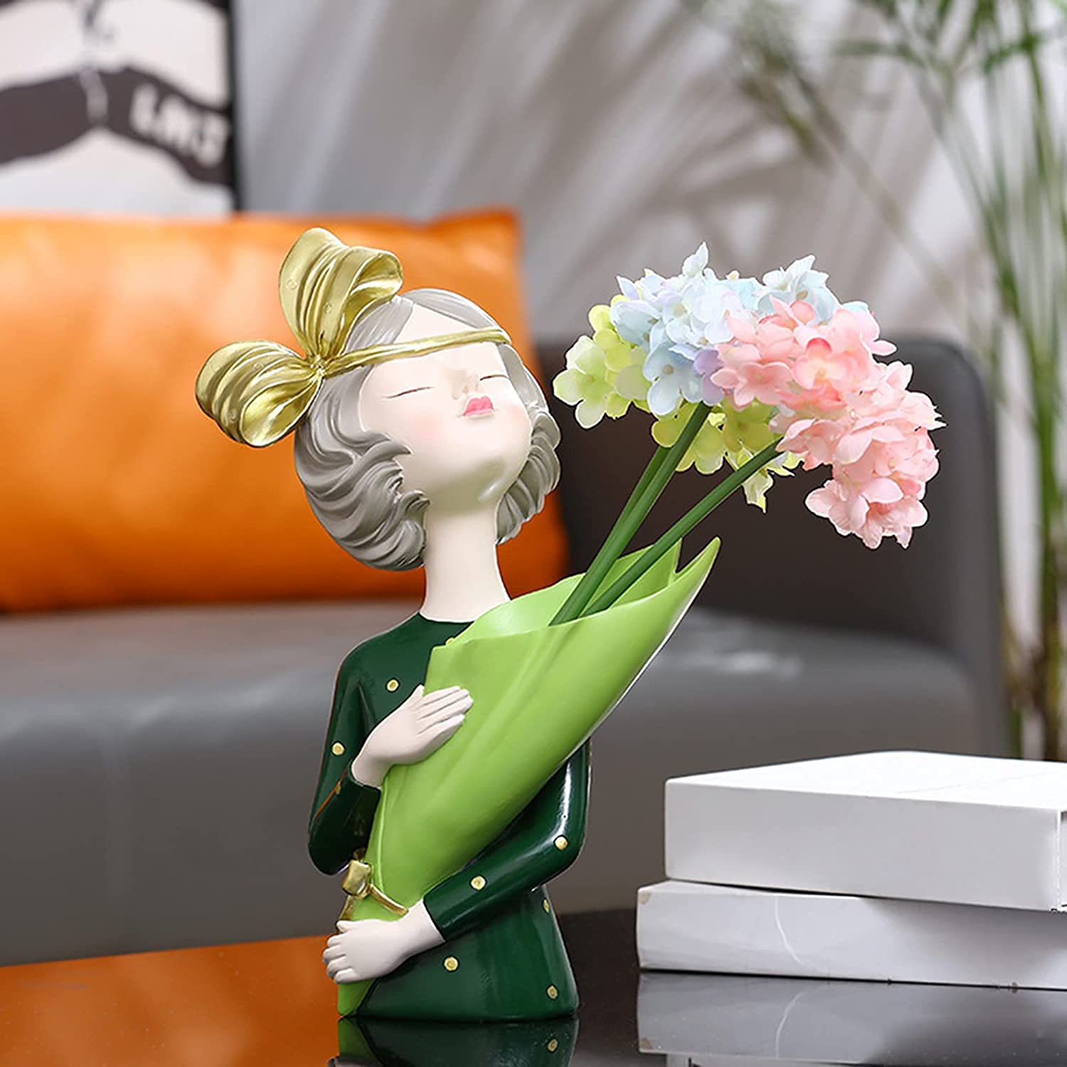 ガラス製女性フィギュア 置物 Amazon.co.jp: モダンガールフィギュア ドライフラワー 花瓶 女の子