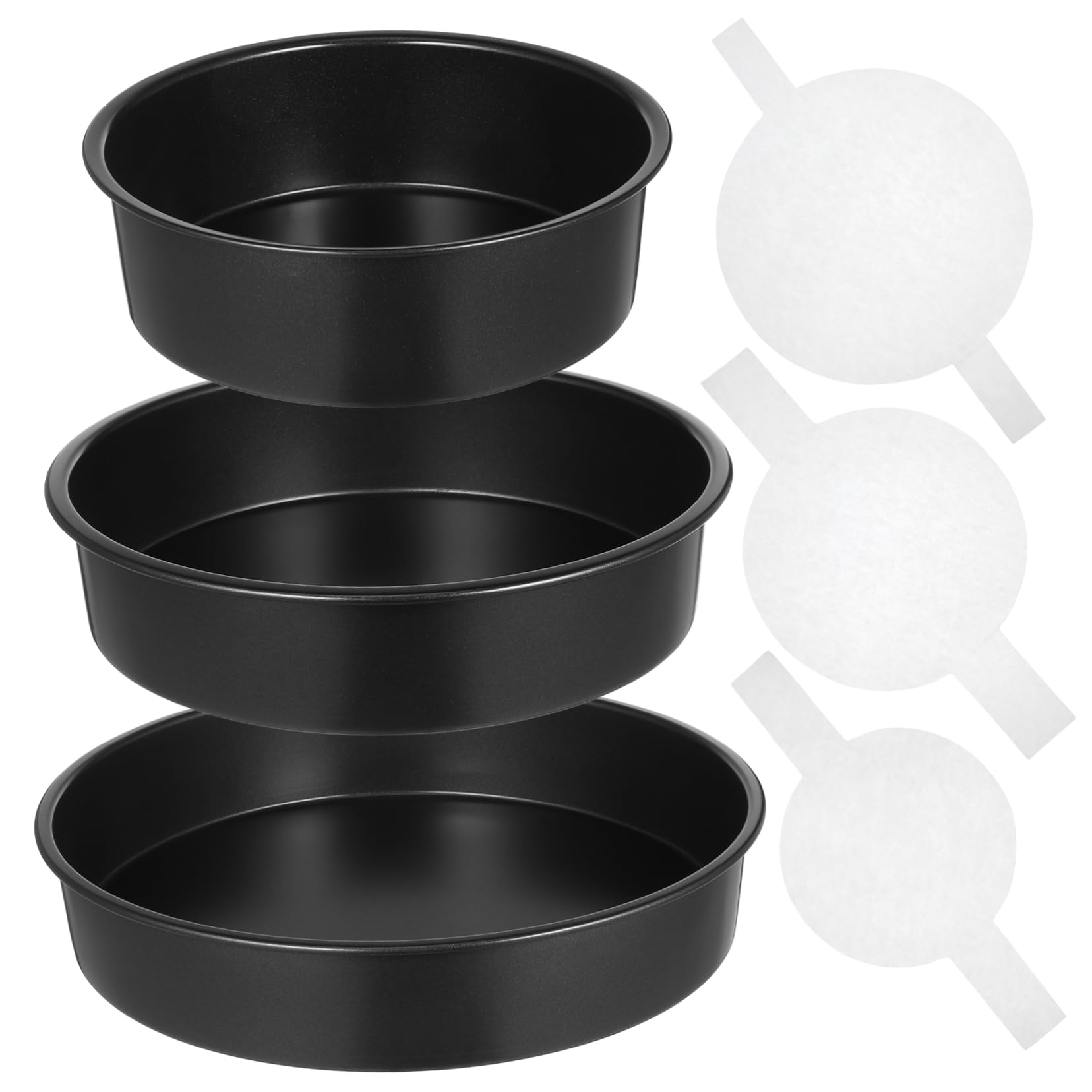 Amosfun 3piezas Moldes Redondos Antiadherentes para Pasteles de Varias Capas con Papel de Pergamino Suministros para Hornear Perfectos para Bizcochos Redondos Desmontables