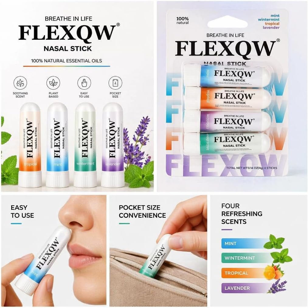 Peppermint Cooling Nasal Inhaler Stick, Refreshing & Soothing Nasal Care, Portable Energy Boost Stick for Congestion Relief, Focus & Freshness, Travel Size
