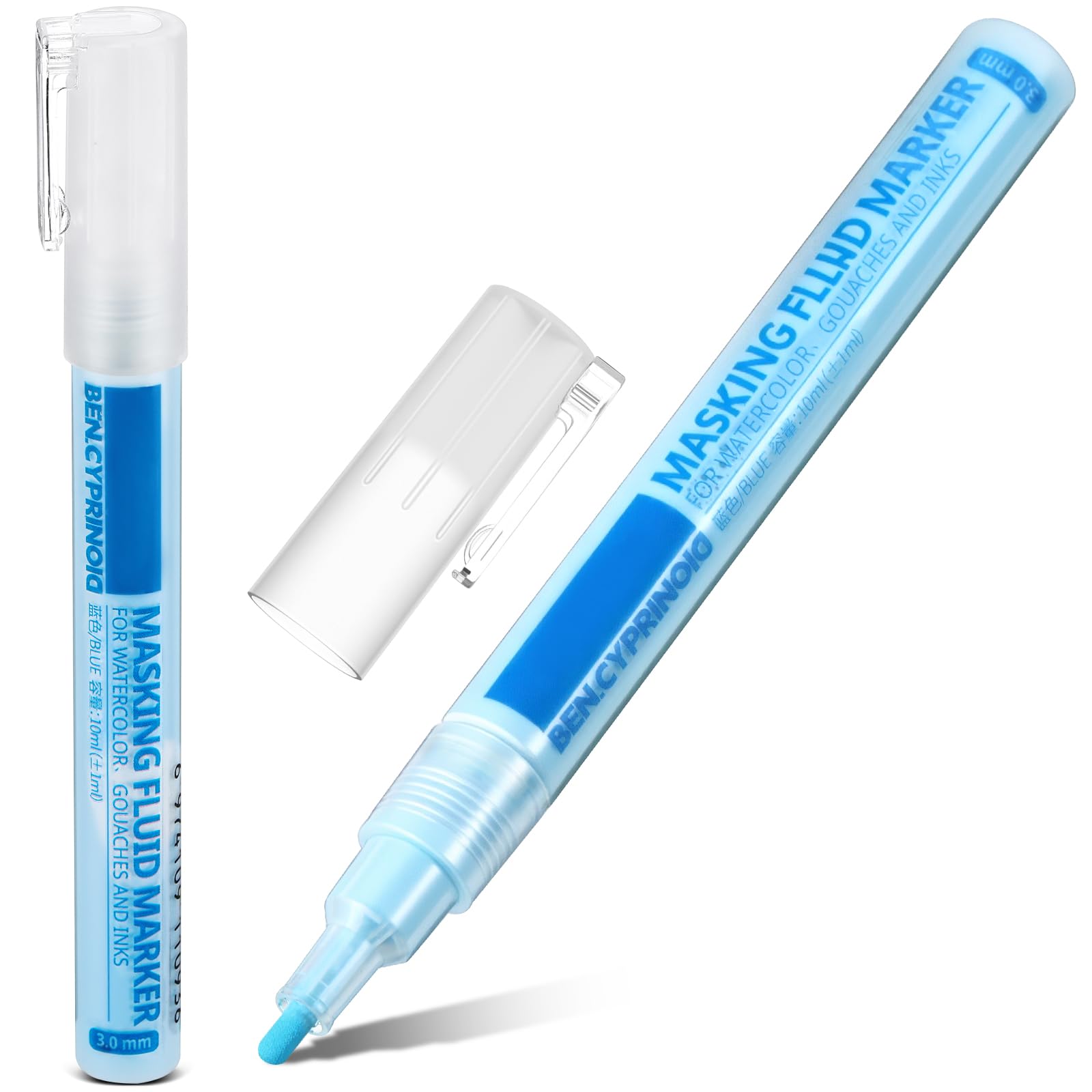 Feifeiya 2 Pcs Masking Fluid Pen for Watercolor Painting, Capacity with Applicator Tip, Masking Fluid Marker for Various Art Projects Watercolor Ink (