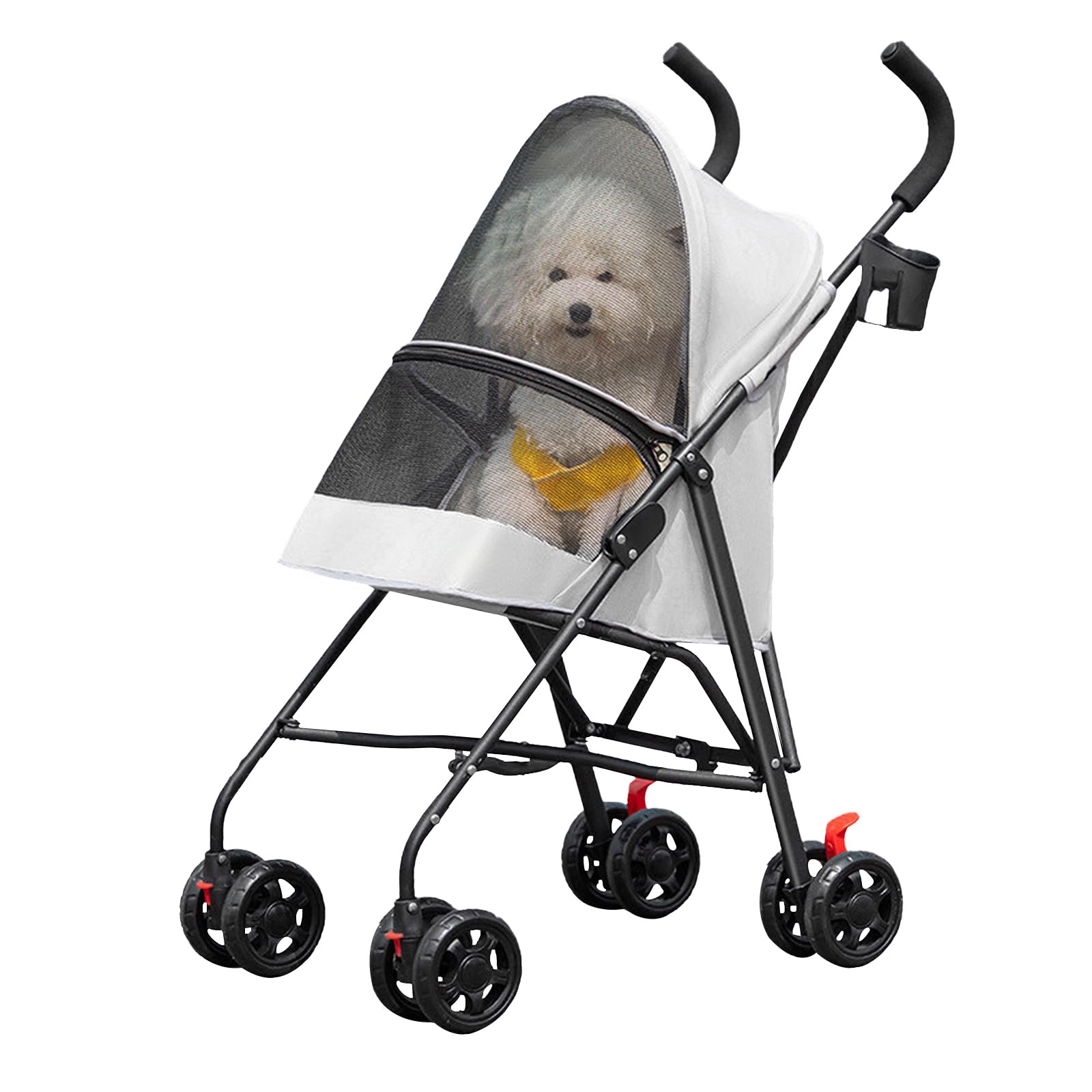 Poussette Animaux de Compagnie avec Porte-gobelet, Voyages Transporteur pour Petits Chien Chat, Pliable Portable Landau pour Animaux, Jusqu'à 15 kg (Gris)