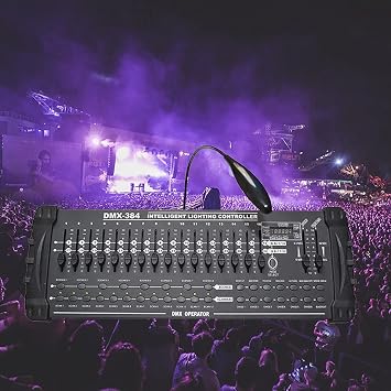 DMX512 Light Controller, DMX 384B Console, 384 Channels, 240 Scenes, DJ Domination Platform Stage Lighting Console, for School Concerts Party Disco KTV Club