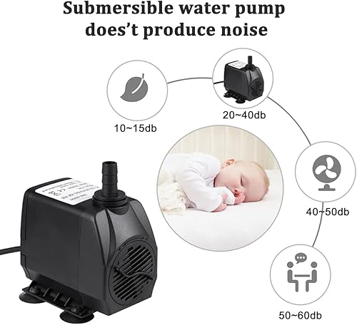 Miniatura 3 de Homvik Bomba de agua sumergible de 2500 LH 45 W para fuente de acuario, estanque, jardín y bomba de agua, sistema hidropónico con 2 boquillas