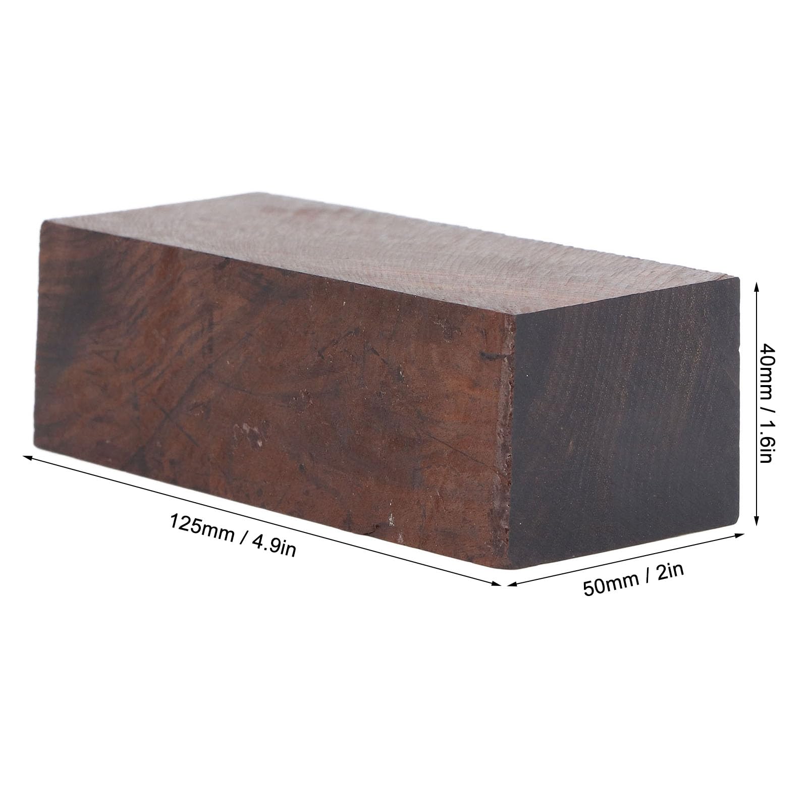 Ebenholz-Schnittholz, 125 X 50 X 40 Mm, Schwarzes Ebenholz-Schnittholz, Alterungsbeständiges Rohholz-Griffplattenmaterial für DIY-Musikinstrumentenwerkzeuge und Schneidergriffe