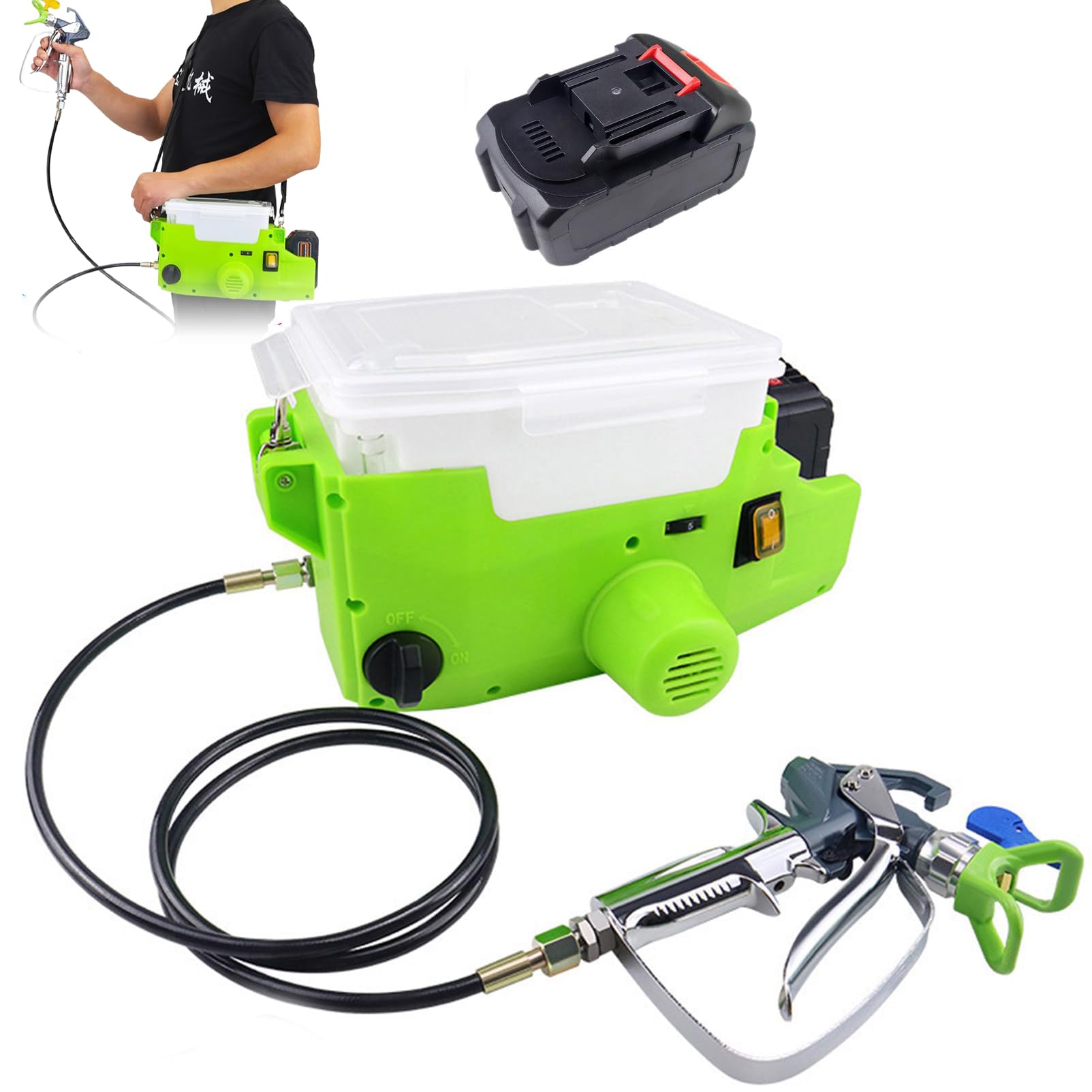 Pulvérisateur de peinture haute pression autonome 21V avec sac à dos et débit régulé 17 MPA