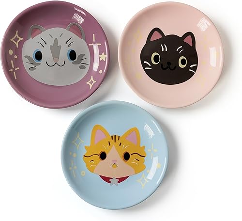 Miniatura 1 de Plato de cerámica poco profundo para gatos de 6 pulgadas, cuencos de comida para gatos sin fatiga, plato ancho y pequeño para gatitos y gatitos,