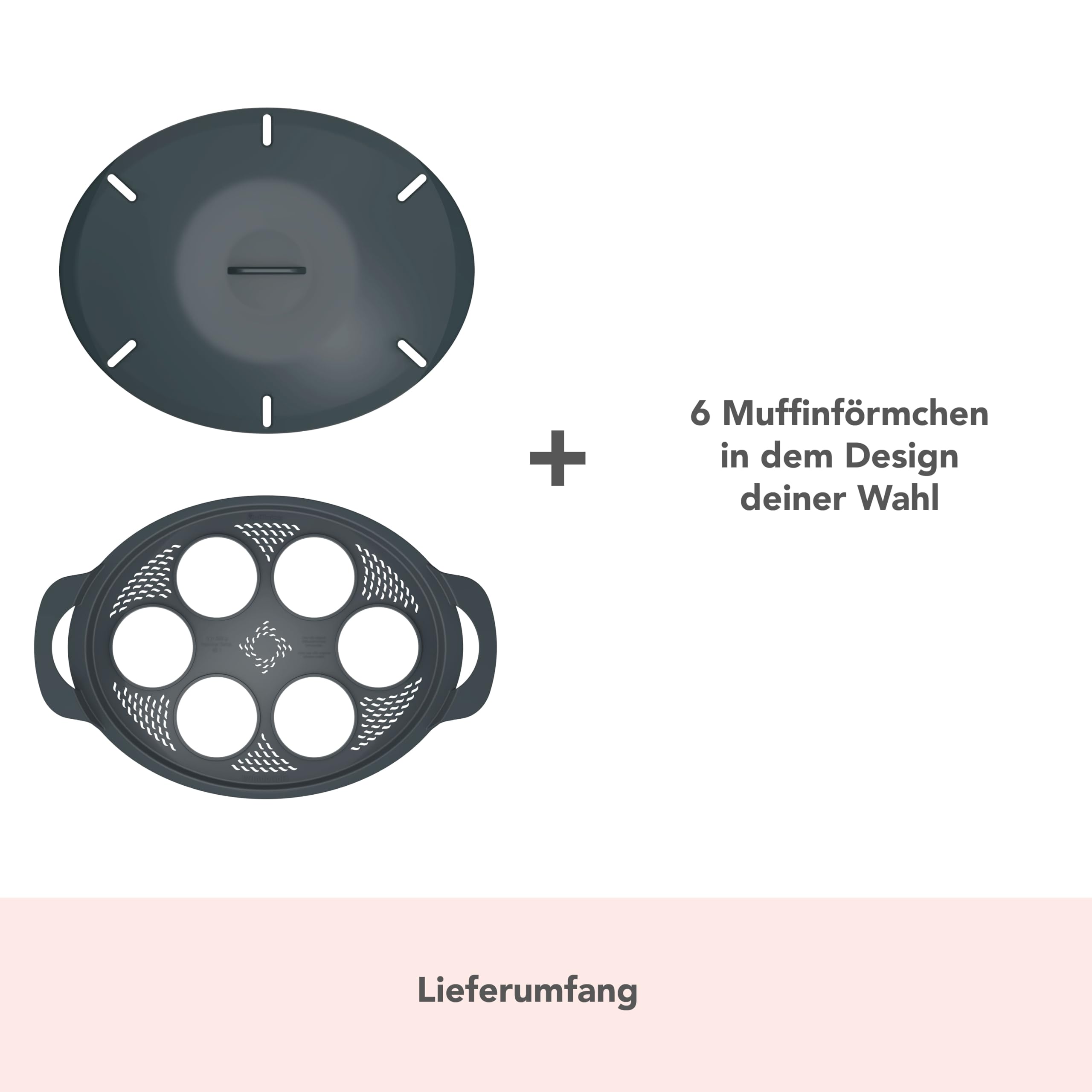 Wundermix - Muffinizer® Backform für TM6, TM5, TM31 (Herzförmchen) | Inklusive 6 Silikoneinsätze, für Muffins & Mini-Kuchen im Varoma, Muffin Silikonform, Made in Germany, vielseitig