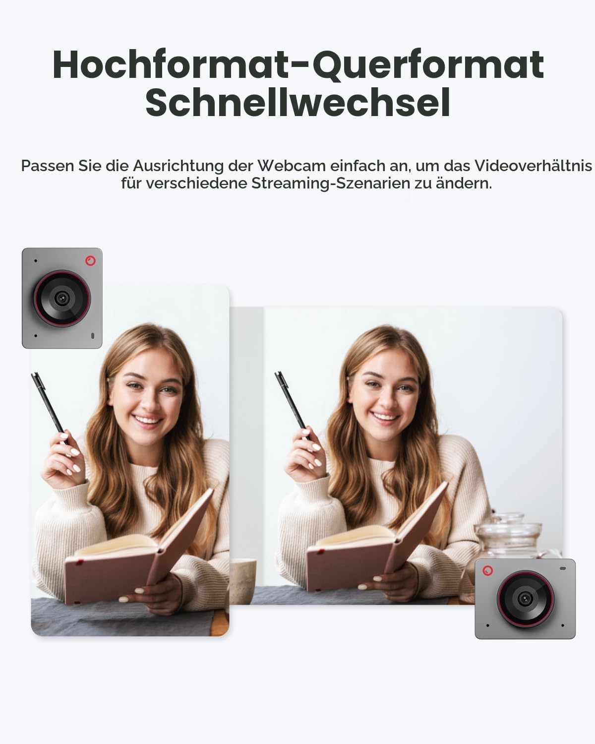 OBSBOT Meet 2 4K Webcam mit 1/2" Sensor, KI Framing, Autofokus, 60 FPS, USB Kamera für Streaming, Meetings, Gaming (Space Grau)
