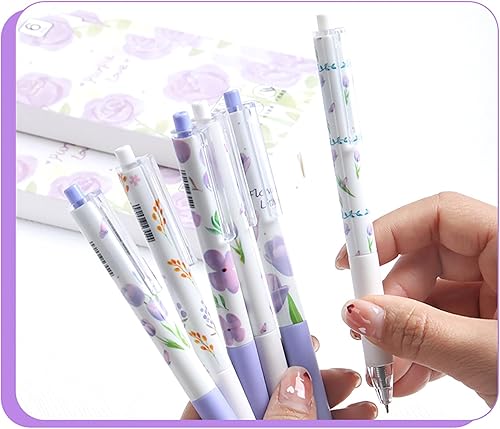 Miniatura 4 de 12 bolígrafos retráctiles estéticos de gel, bolígrafos de escritura de tinta con punta fina suave de 0.020 in, bolígrafos de impresión novedosos,