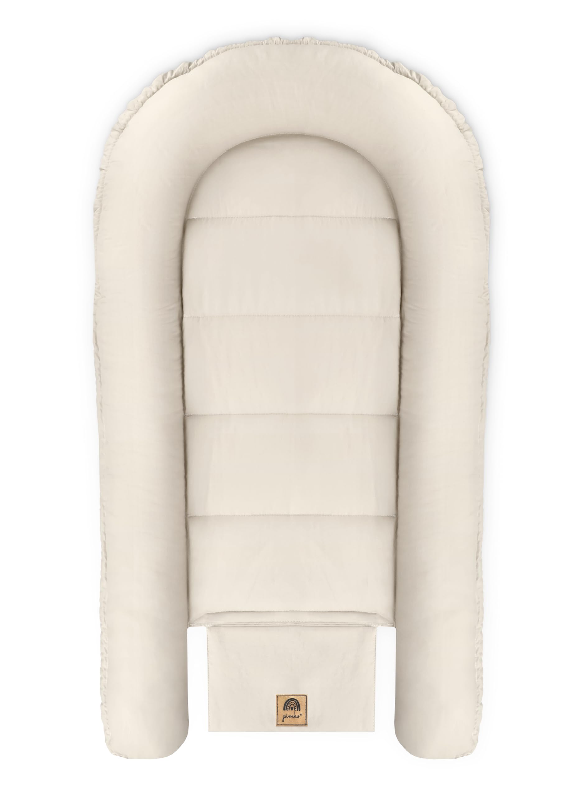 PIMKO Babynest Babynestchen für Baby Kuschelnest 2-seitig Babykokon für Säuglinge und Neugeborene Babynestchen 100% Baumwolle Nestchen geeignet für Zuhause 55 x 90 cm (Beige mit Klappe)