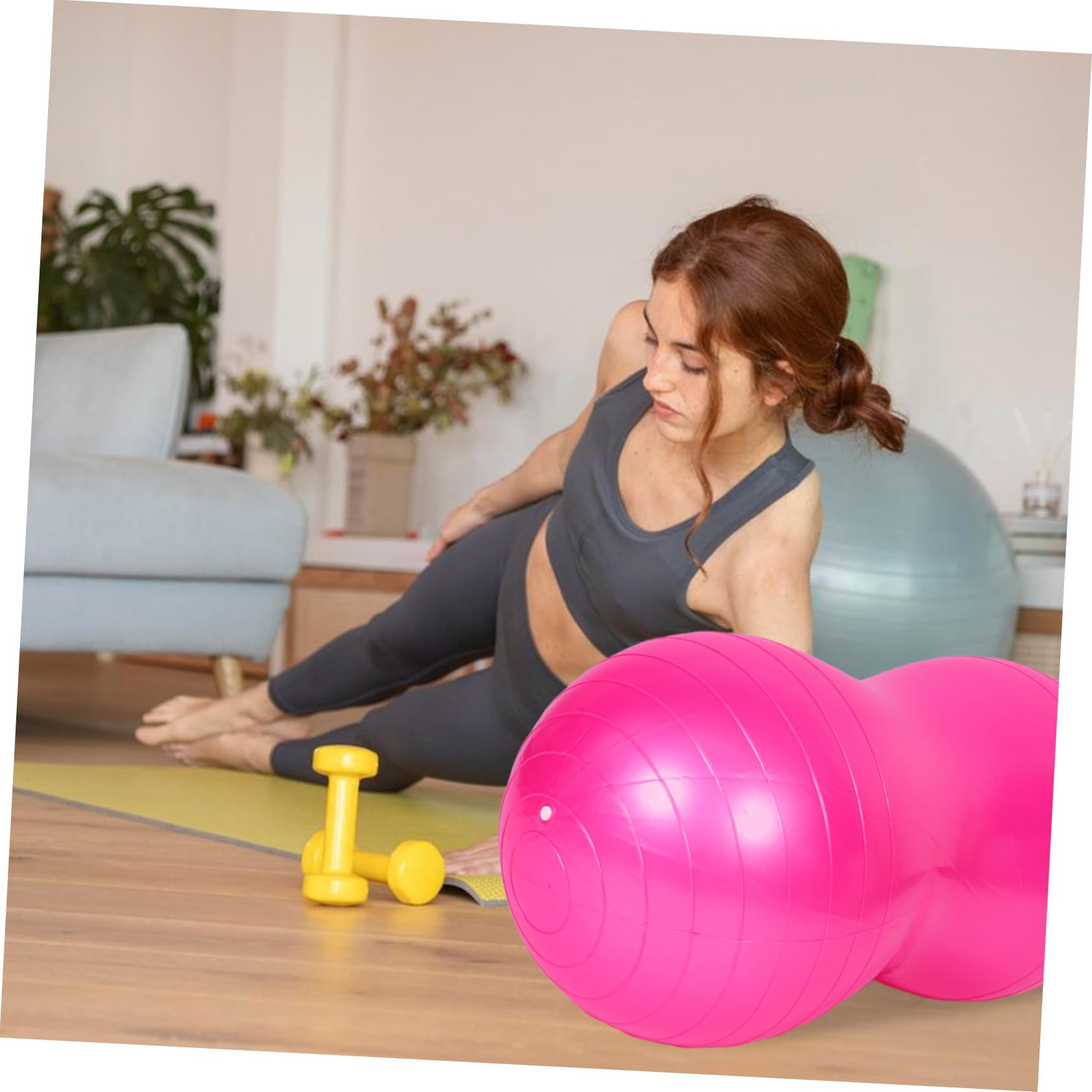 Erdnussförmiger Gymnastikball aus PVC mit Luftpumpe