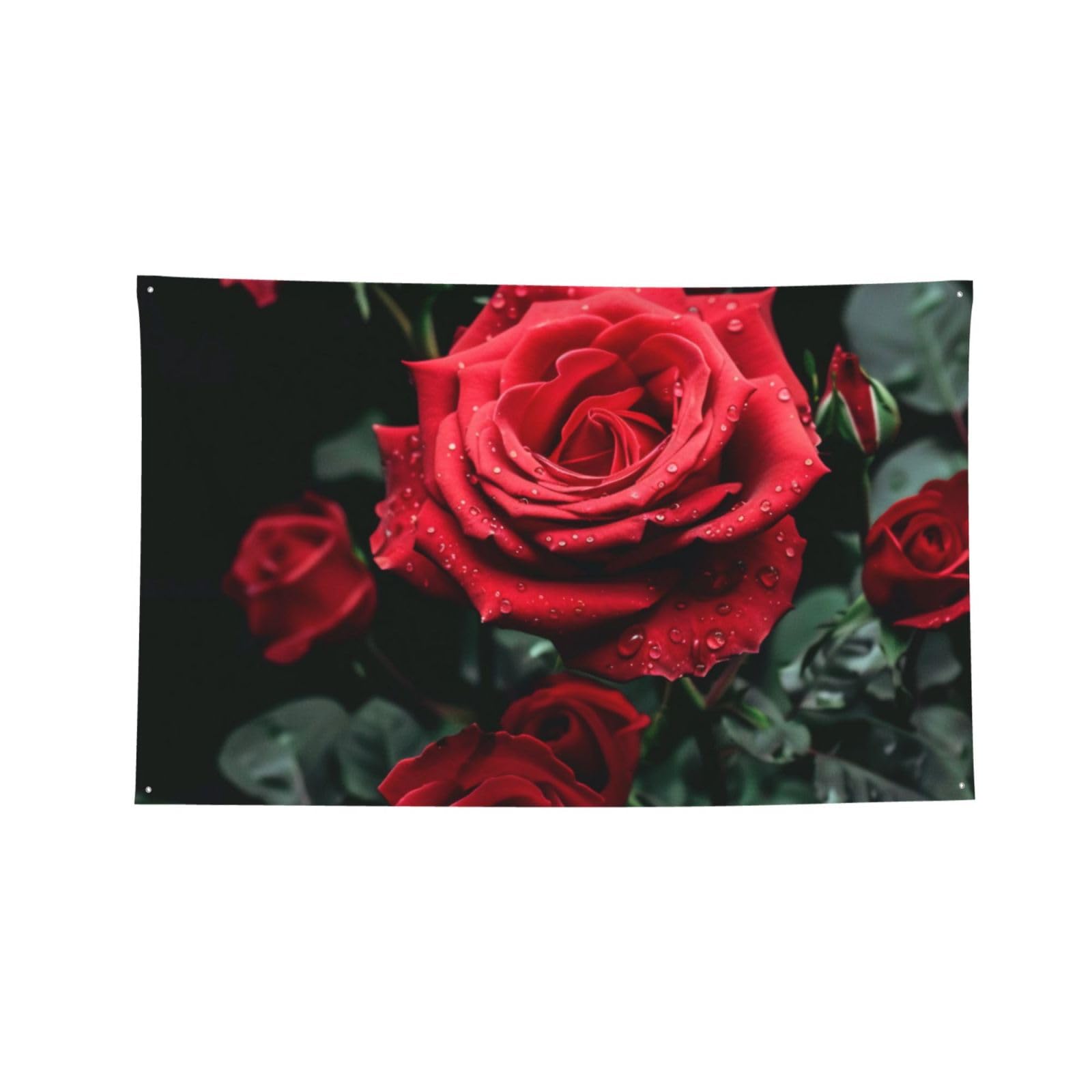 Bannière rose rouge grand imprimé floral durable 1,2 x 1,8 m