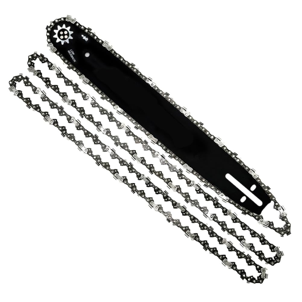 Barra guía de repuesto con cadena compatible con motosierras de 16 pulgadas, paso de 3/8 pulgadas, calibre de 0,050 pulgadas, 57 eslabones