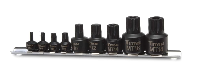 Kit de Soquetes de Impacto Triplo Quadrado de Perfil Baixo Titan 16138 com 9 Peças