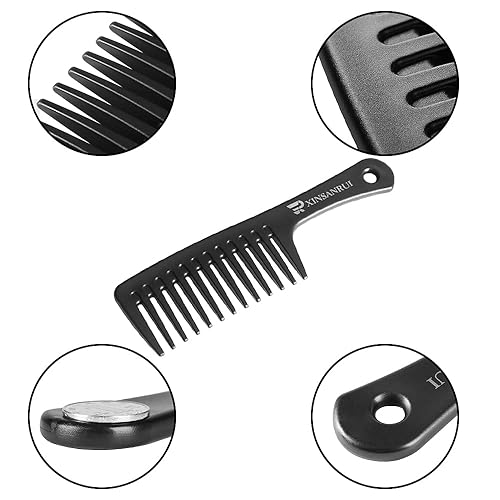Miniatura 4 de XINSANRUI Peine de dientes anchos para cabello rizado, peine desenredante grande para cabello largo, cabello húmedo (blanco + negro)