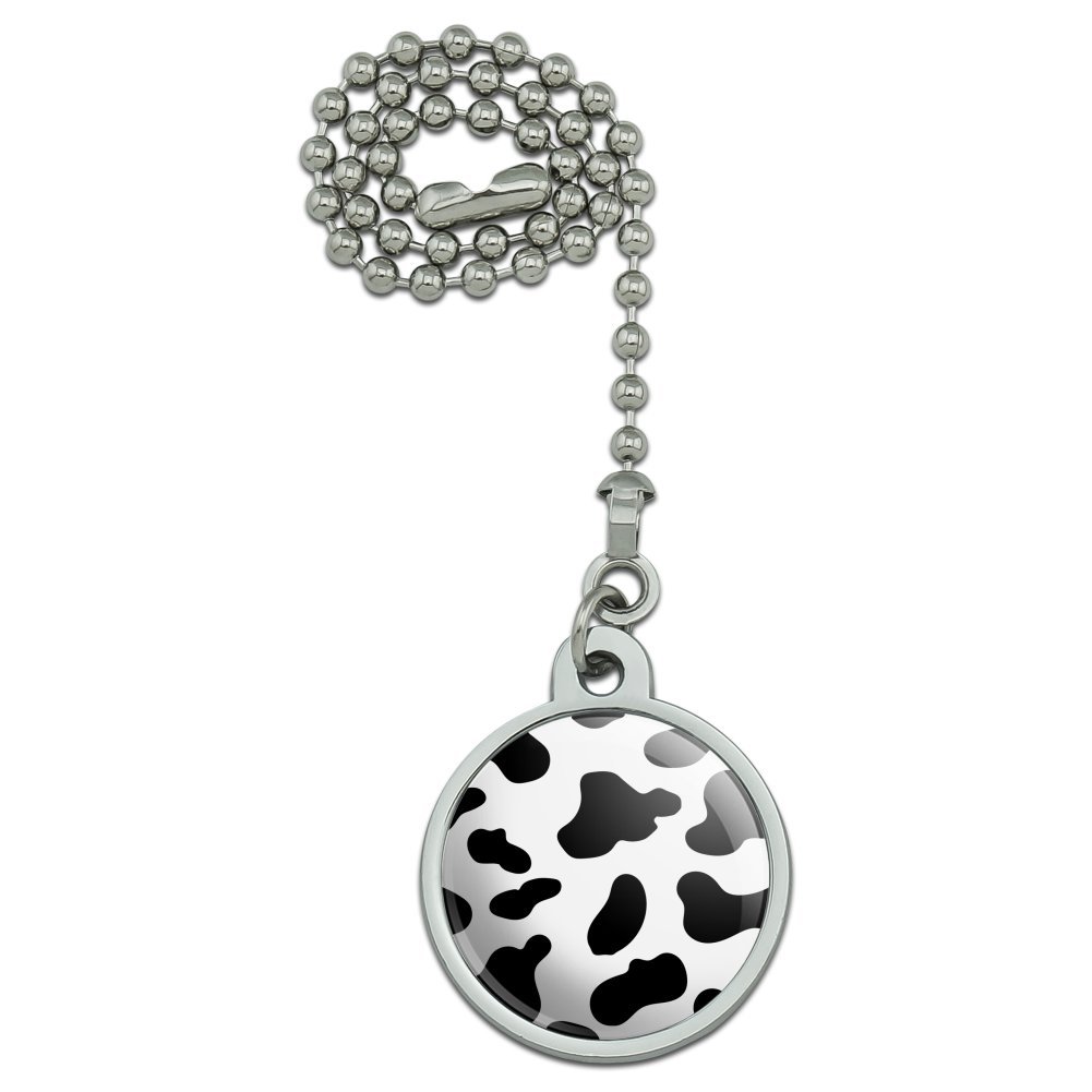 Cow Print Black White Ceiling Fan and Light Pull Chain