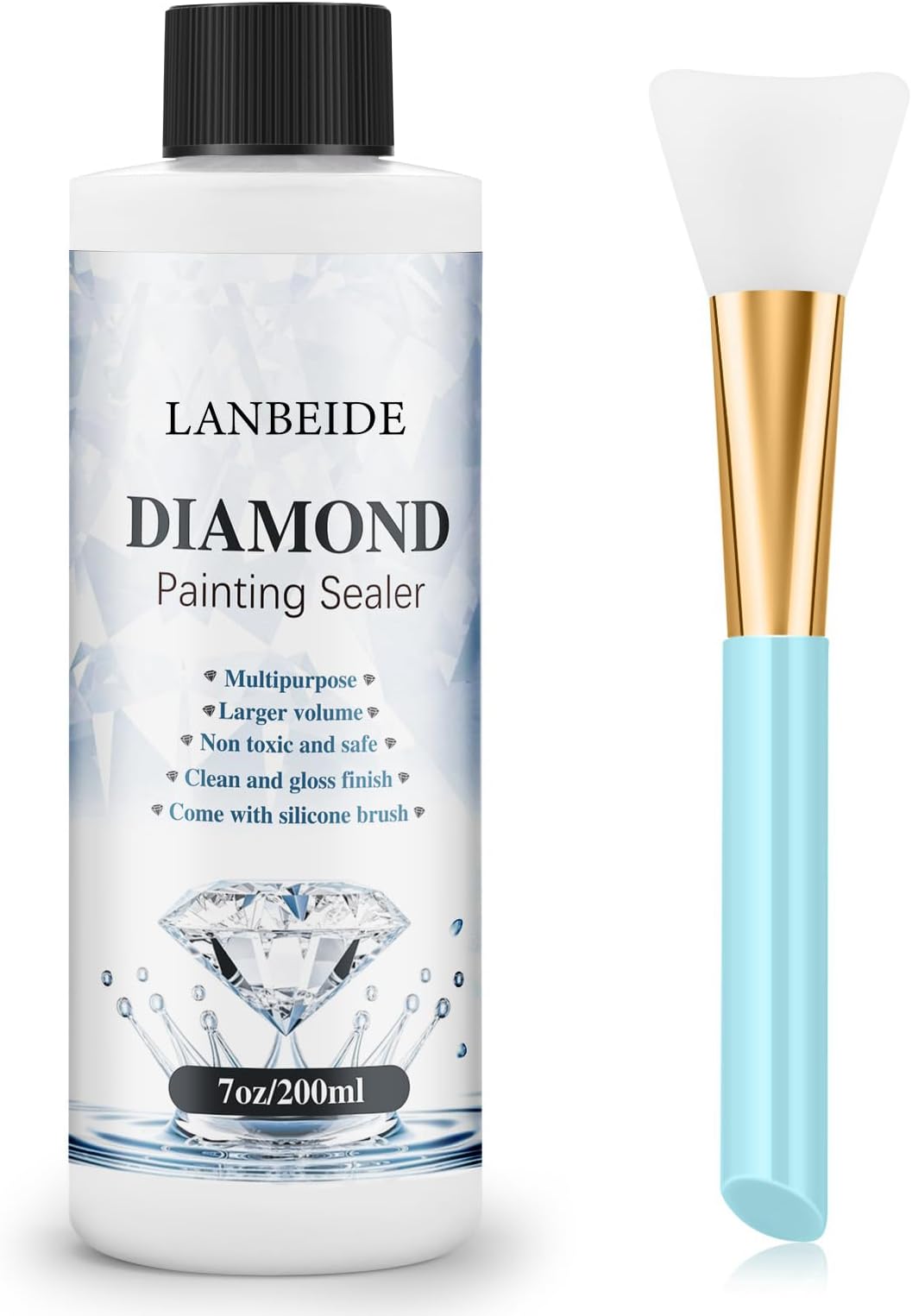 Sigillante per pittura a diamante aggiornato, 200 ml, con pennello in silicone, sigillante per pittura a diamante 5D per pittura a diamante e puzzle (7 once)