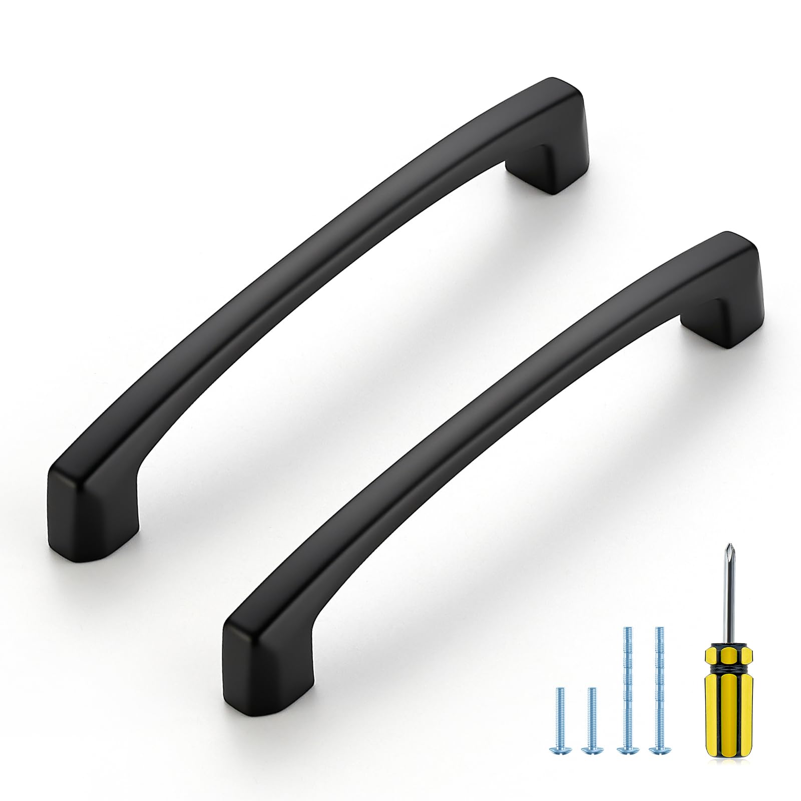 Ravinte Decor 30 Pack Kitchen Cabinet Handles 5 Inch Hole Center Drawer Pulls Curved, Black Cabinet Pulls for Dresser and Drawers Solid