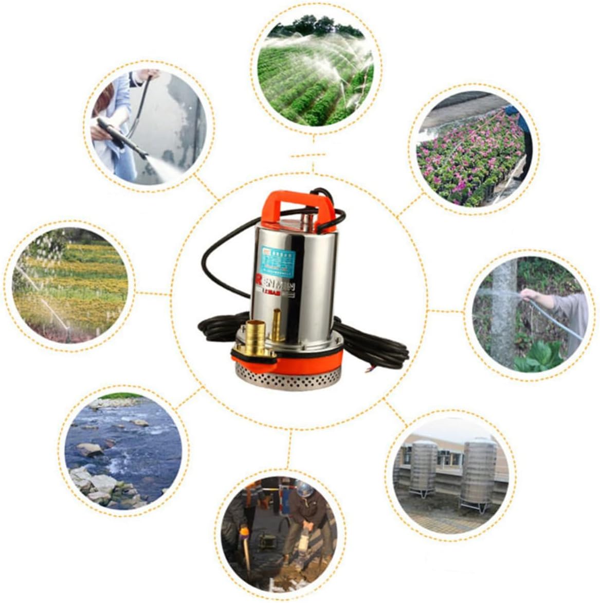 NUOBESTY 180w Battery Operated Water Pump Submersible Pump for Outdoor Ponds Swimming Pools Aquariums Irrigation Systems