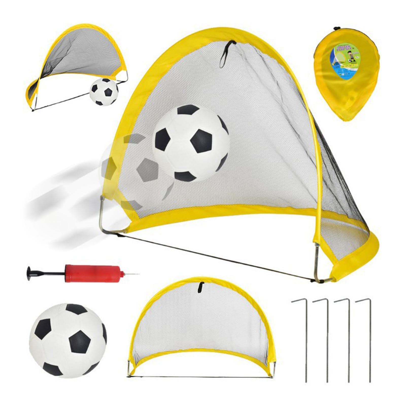 Pop-up Soccer Goal Foldable Durable Yellow Portable Goals Nets 80cm-image-46