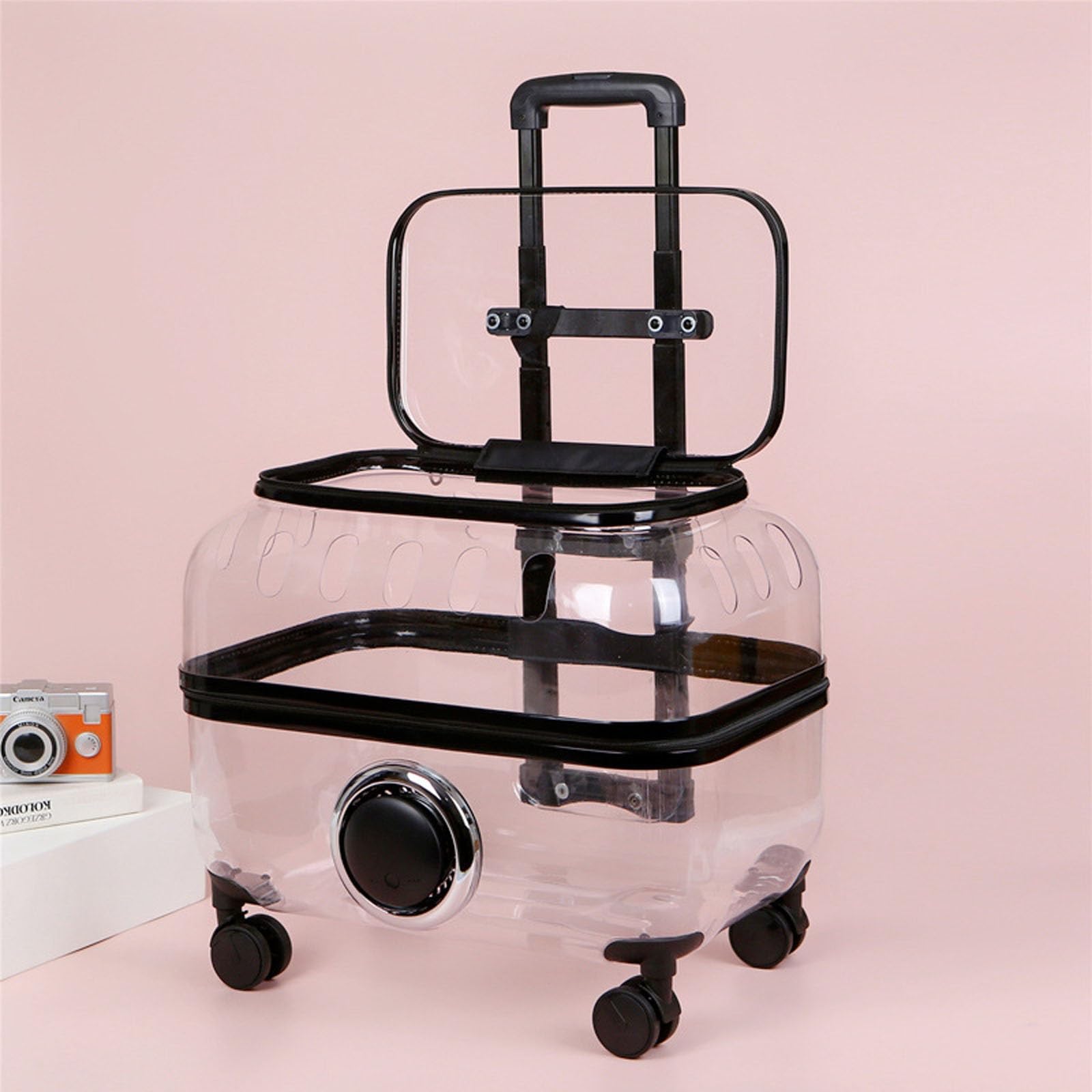 Transportín Rodante Grande para Gatos con Ruedas, Transportines para Perros pequeños Mochila Transparente rígida para Transportar Mascotas (Color : Transparent, Size : L)