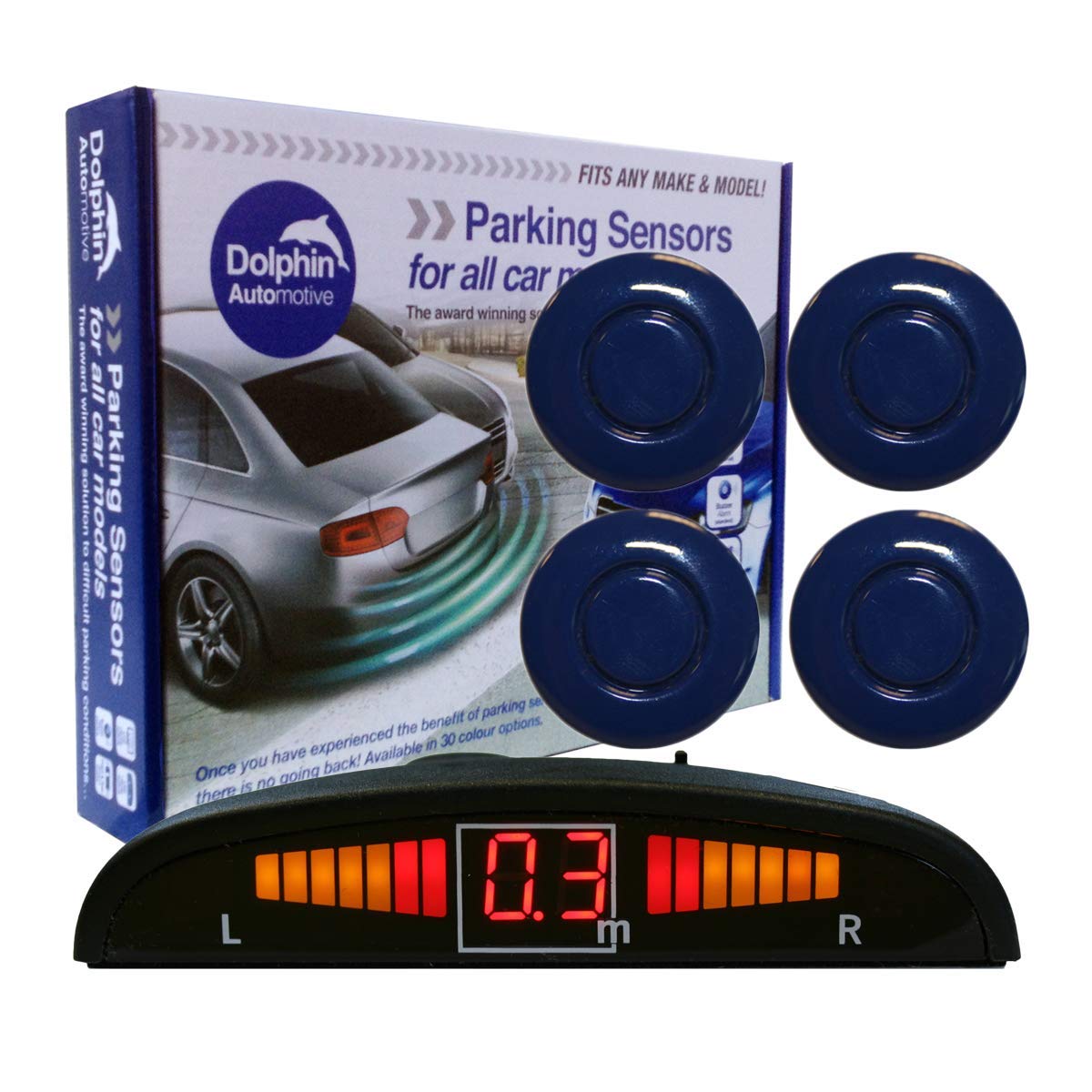 Dolphin Automotive DPS450 Reverse Parking Sensors In 32 Colours 4 Ultrasonic Radar Sensors Kit Audio & Display Alert System - Matt Black — view 16