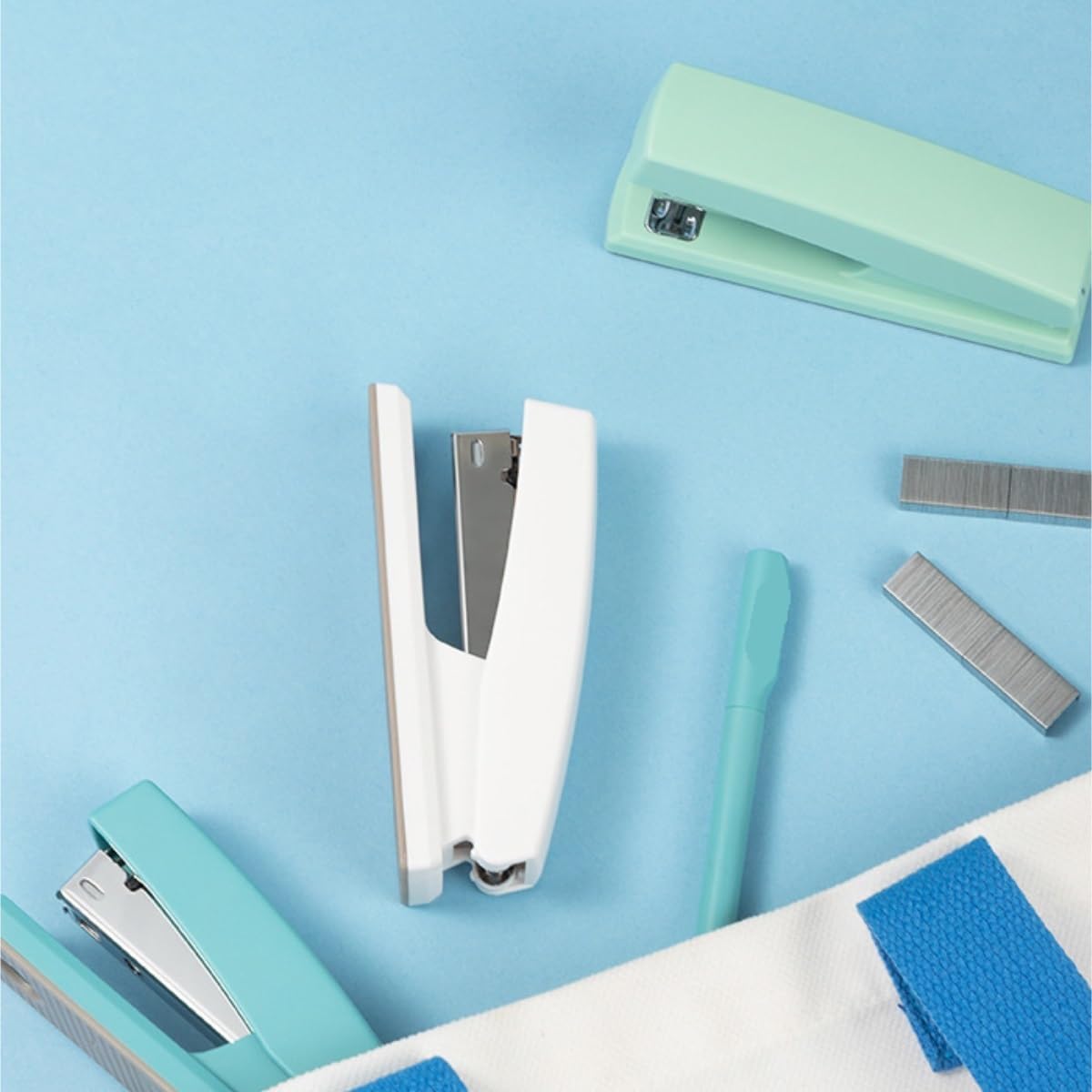 Hochleistungshefter, Manueller Hefter for zu Hause, mittelgroßer for den Schreibtisch im Büro, tragbarer Ordner, Büromaterial for die Schule(Grün)