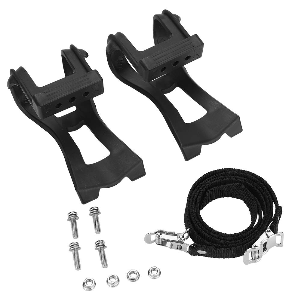Keenso Black Bike Pedal Straps, Bike Toe Clips With Straps Adjustable Toe Clips With Strap Belts Cycling Road Mountain For Bicycle Pedal