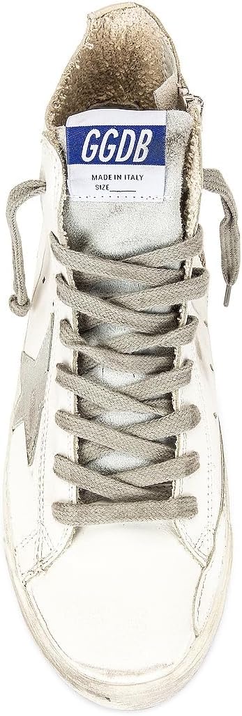 Golden Goose Women's Fashion Distressed Sneakers - Italian Francy Leather Upper Laminated Trendy Shoes White