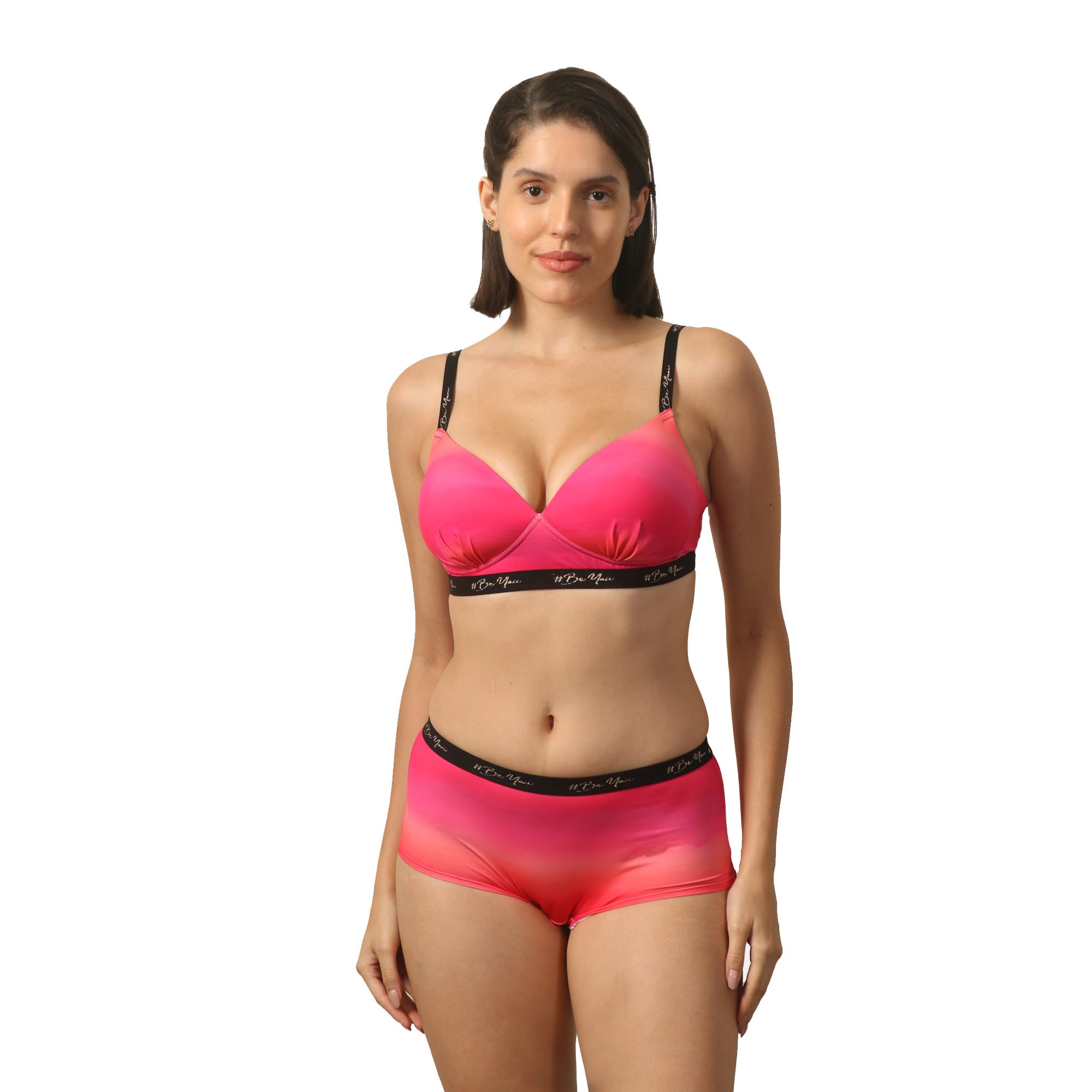 soie Women Padded Non-Wired Full Coverage Printed Cross Back Bra with High Rise Printed Boyshorts Lingerie Set-picture-25