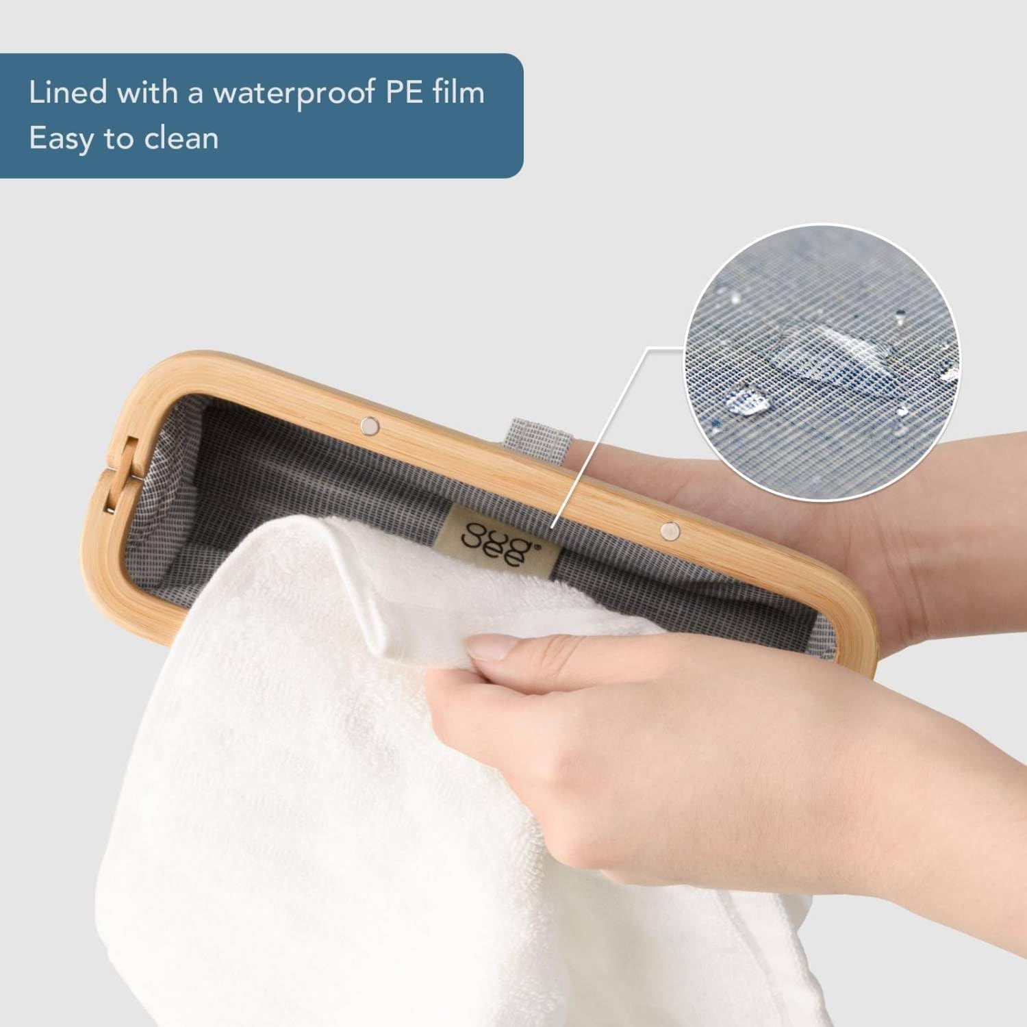 GUDEE UROKI Pen Case Pencil Pouch Lightweight and Spacious with Bamboo Frame Magnetic Opening for Organizing Stationary Office Supply 7.8x2.9.x2.7 inch Men and Women Infinity Blue