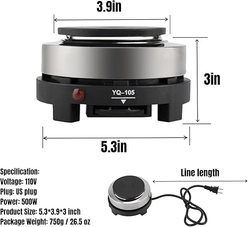 Miniatura 7 de Mini estufa eléctrica, estufa de inducción pequeña portátil de 500 W, calentador multifuncional para el hogar, placa calefactora de cocina casera