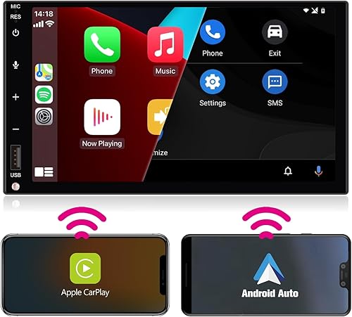 LXKLSZ Carplay inalámbrico Android Auto doble DIN estéreo para coche con pantalla táctil IPS de 7 pulgadas brillo automático imagen de visión