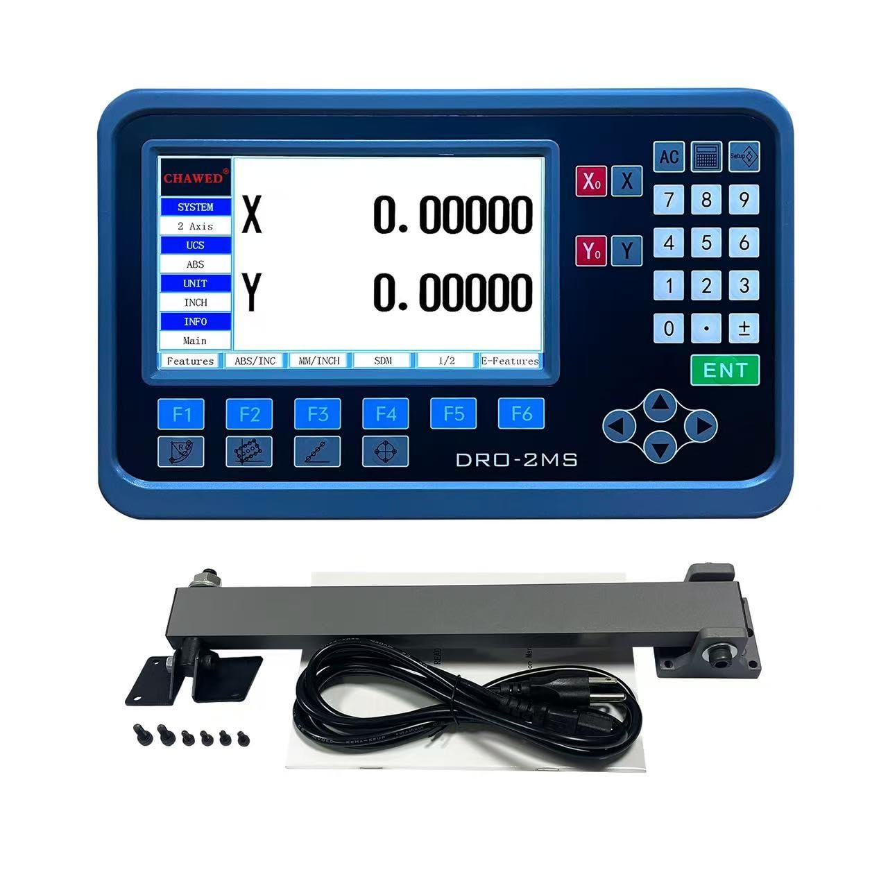DRO Digital Readout 2 Axis Screen DRO Readout Display Linear Scale for Bridgeport/Knee Mill Milling Machine Lathe Machine Tools (DRO-2MS-LCD)
