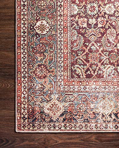 Loloi Layla Collection LAY-11 Cinnamon/Sage 2'-6" x 7'-6" .13" Thick Runner Rug, Soft, Durable, Vintage Inspired, Distressed, Low Pile, Non-Shedding, Easy Clean, Printed, Living Room Rug