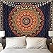 Edeesky Boho Mandala Tapestry Aesthetic Wall Hanging Psychedelic Hippie Butterfly Tapestries Vintage Wall Art Home Decor for Bedroom,Living Room,Dorm(Red)