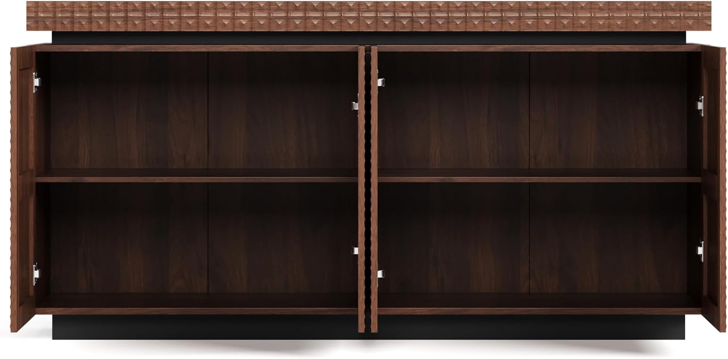 Diagram showing weight capacities for the LIFE SKY Geometric Textured Sideboard Cabinet: 220 lbs on top, 80 lbs per shelf
