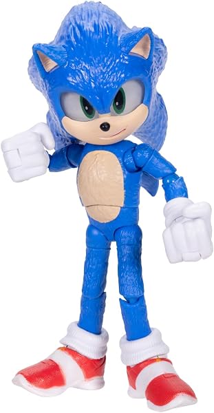 Sonic 3 Le Film | Figurine Articulée Sonic avec Émeraude | 12,7 cm | 20 Articulations | Jouets Collection Jeux Vidéo| Figurine de Jeu ou Collection | Idée Cadeau Enfant 3 Ans + - 2
